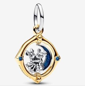 Disney Mickey Mouse & Minnie Mouse Two-tone Spinning Moon Dangle Charm